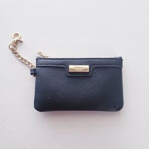 Dune London Black Leather Coin Purse Small 3 x 5 Wristlet Gold Hardware